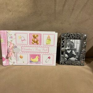 Pink Grandma's Brag Book and Silver Photo Frame